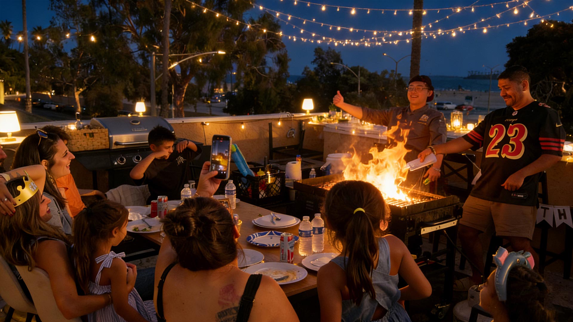 Amazing fire show at a local celebration, representing the best hibachi near me for private events.
