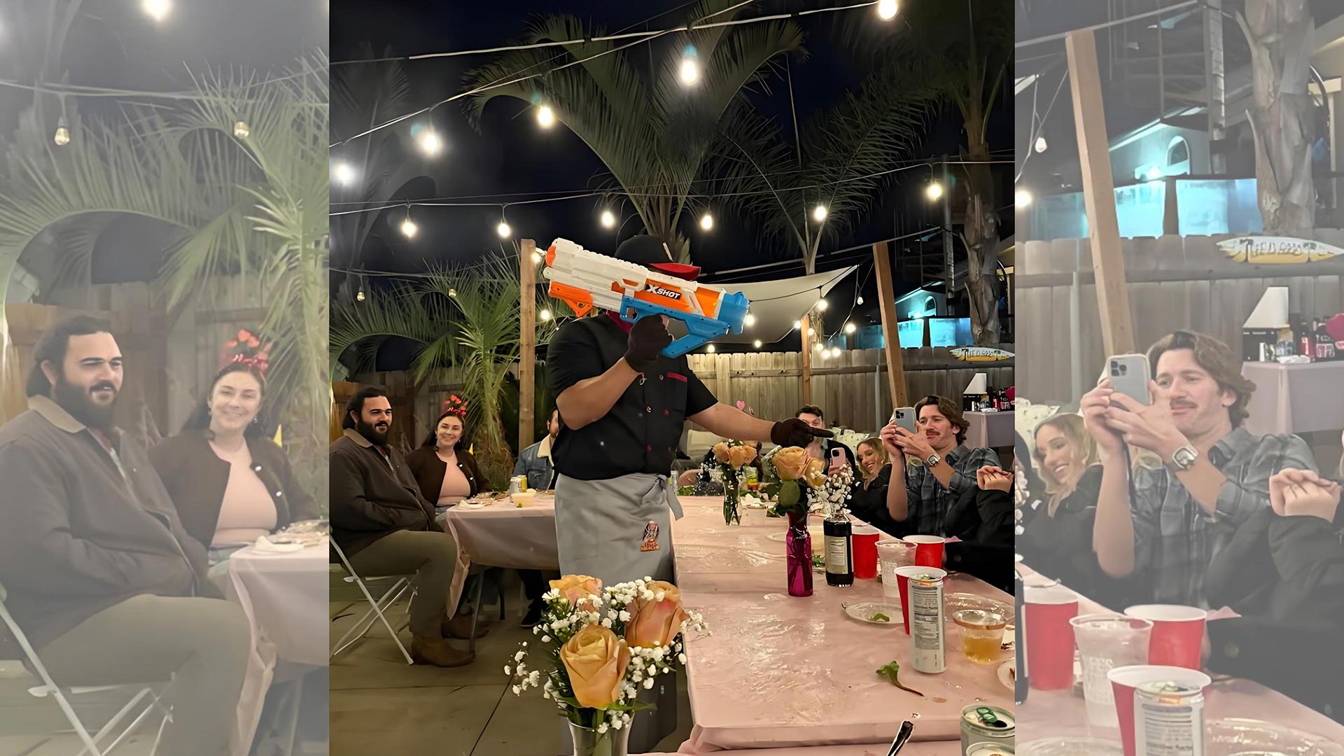 Private party setup for clients searching for high quality hibachi near me to host a mobile dinner.